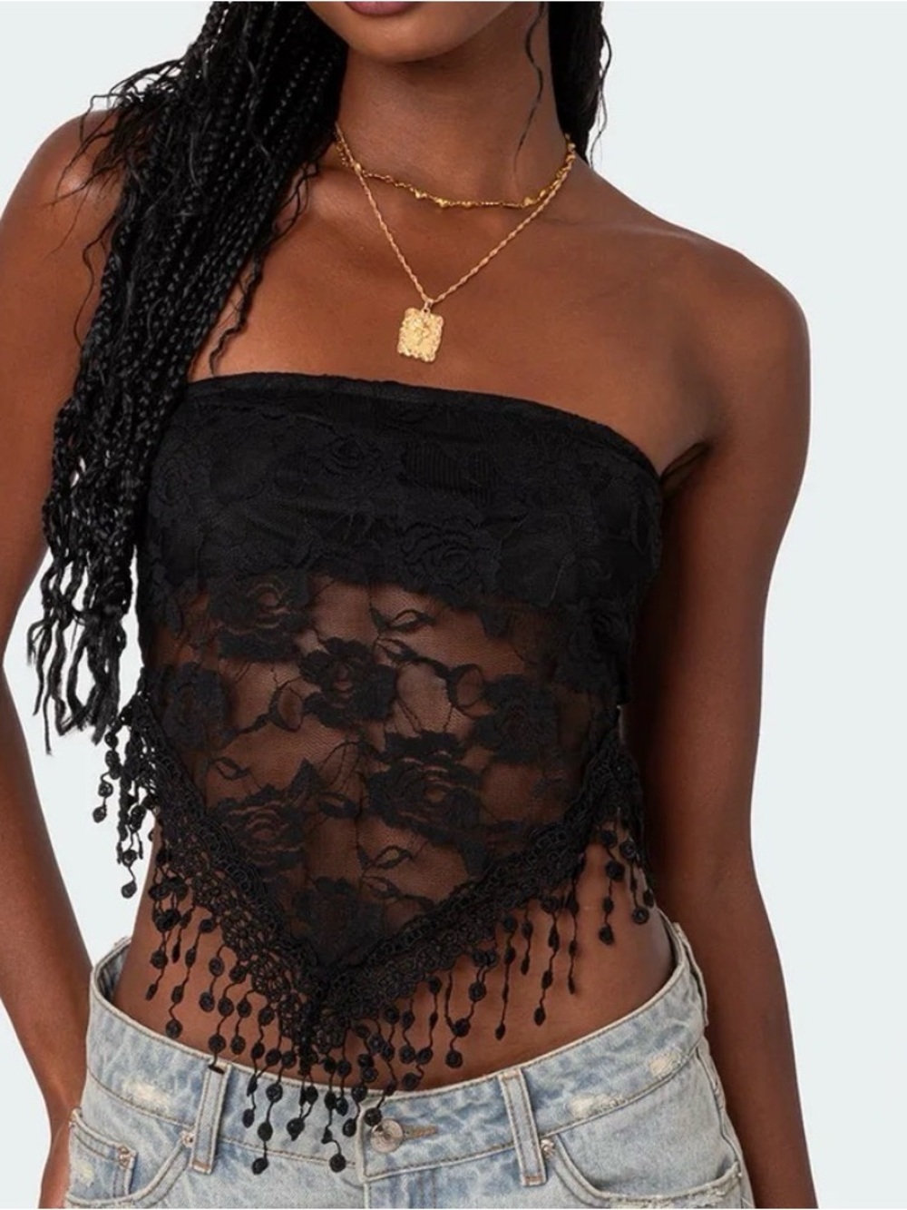 Edikted Lace Strapless Top Medium NWT